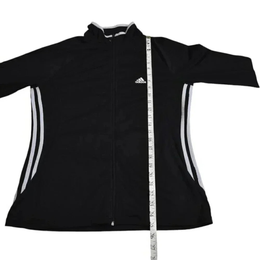 Adidas  Black Full Zip Track Jacket 3 Stripes Lightweight Women's Size Large - Picture 5 of 8
